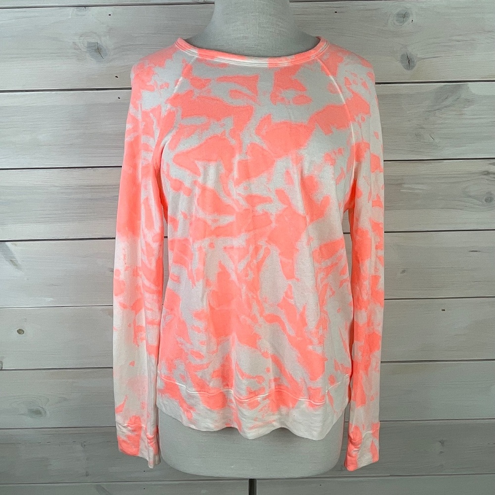 Sundry Neon Heat Pink Crop Tie Dye Pullover Fleece - NWT